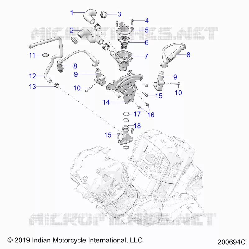 MOTEUR, IGNITION, THERMOSTAT HOUSING ASM.