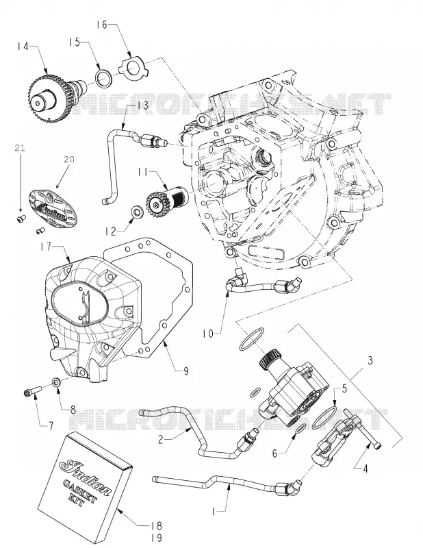 MOTEUR, CAM BOX AND POMPE A HUILE
