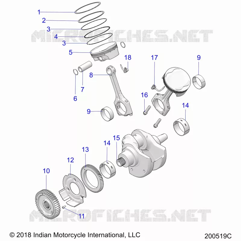 ENGINE, PISTON AND VILEBREQUIN ASM.