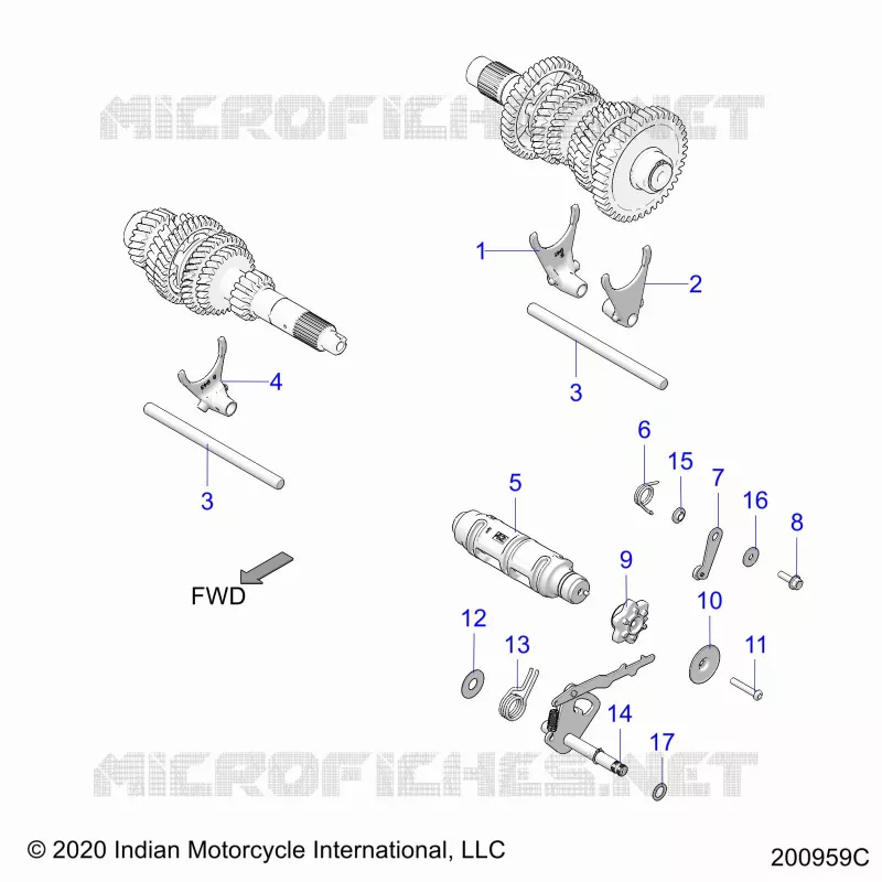 DRIVE TRAIN, FOURCHETTES DE SELECTION AND DRUM
