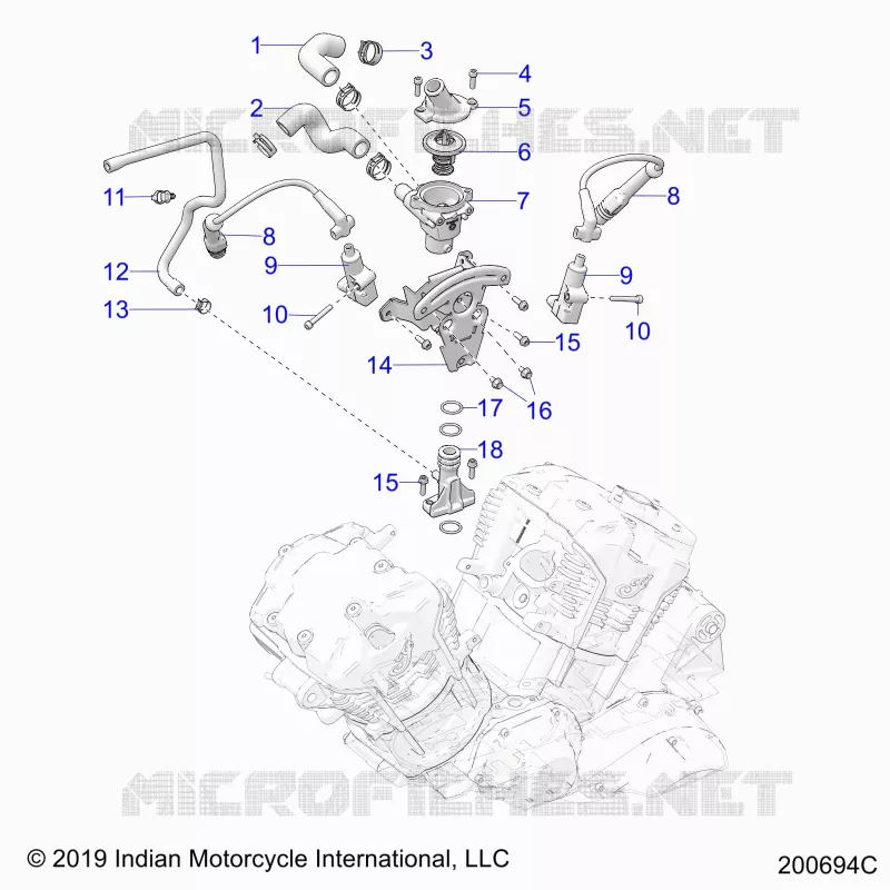 MOTEUR, IGNITION, THERMOSTAT HOUSING ASM.
