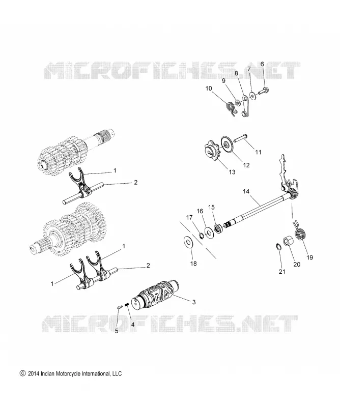 DRIVE TRAIN, FOURCHETTES DE SELECTION, RATCHET AND DRUM