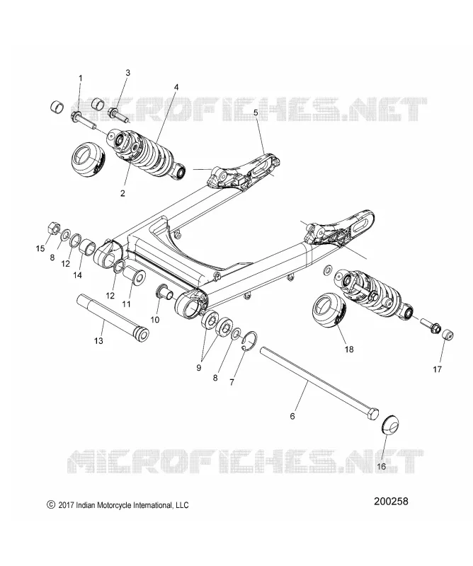 SUSPENSION, REAR ASM., BRAS OSCILLANT AND SHOCKS
