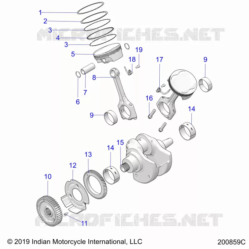ENGINE, PISTON AND VILEBREQUIN ASM.