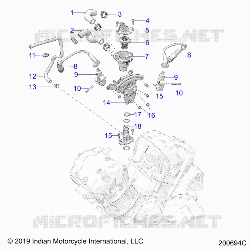 MOTEUR, IGNITION, THERMOSTAT HOUSING ASM.